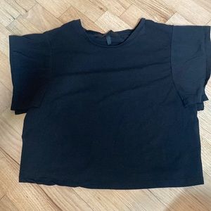 Kendall + Kylie black crop top with flutter sleeves size small